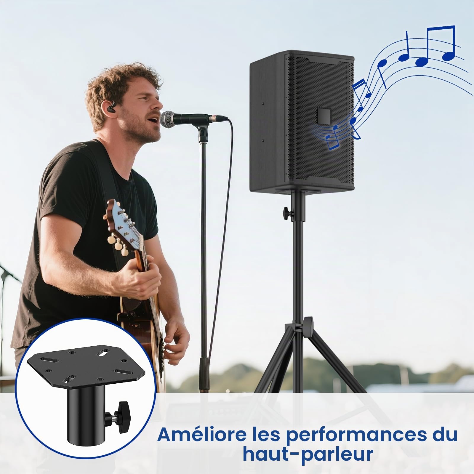 Adaptateur Universel Haut-Parleur 35 mm pour Support DJ/PA Pro Audio – Plaque de Montage en métal pour trépied ou Support d’Enceinte Standard 35 mm
