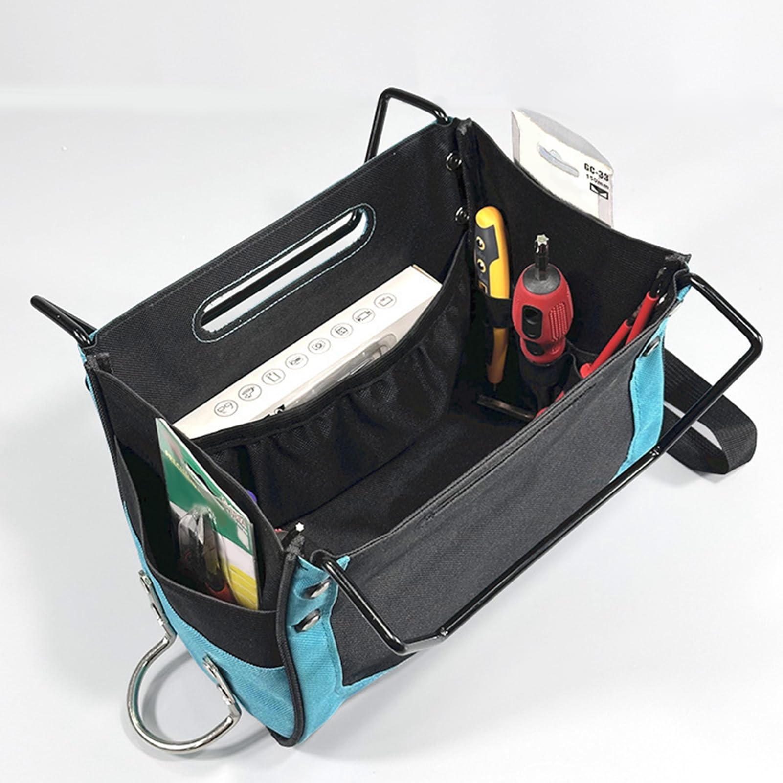 Cocoarm Borsa Porta Attrezzi a Scala, Organizzatore in Tessuto Oxford 600D con Multiple Tasche e Passante per Martello, per Attrezzi di Manutenzione e Riparazione per Scale a Pioli