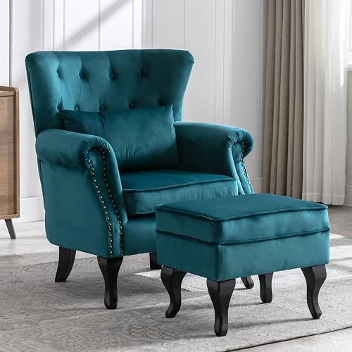 Mid Century Modern Accent Chair Upholstered Armchair Comfy Velvet Tufted