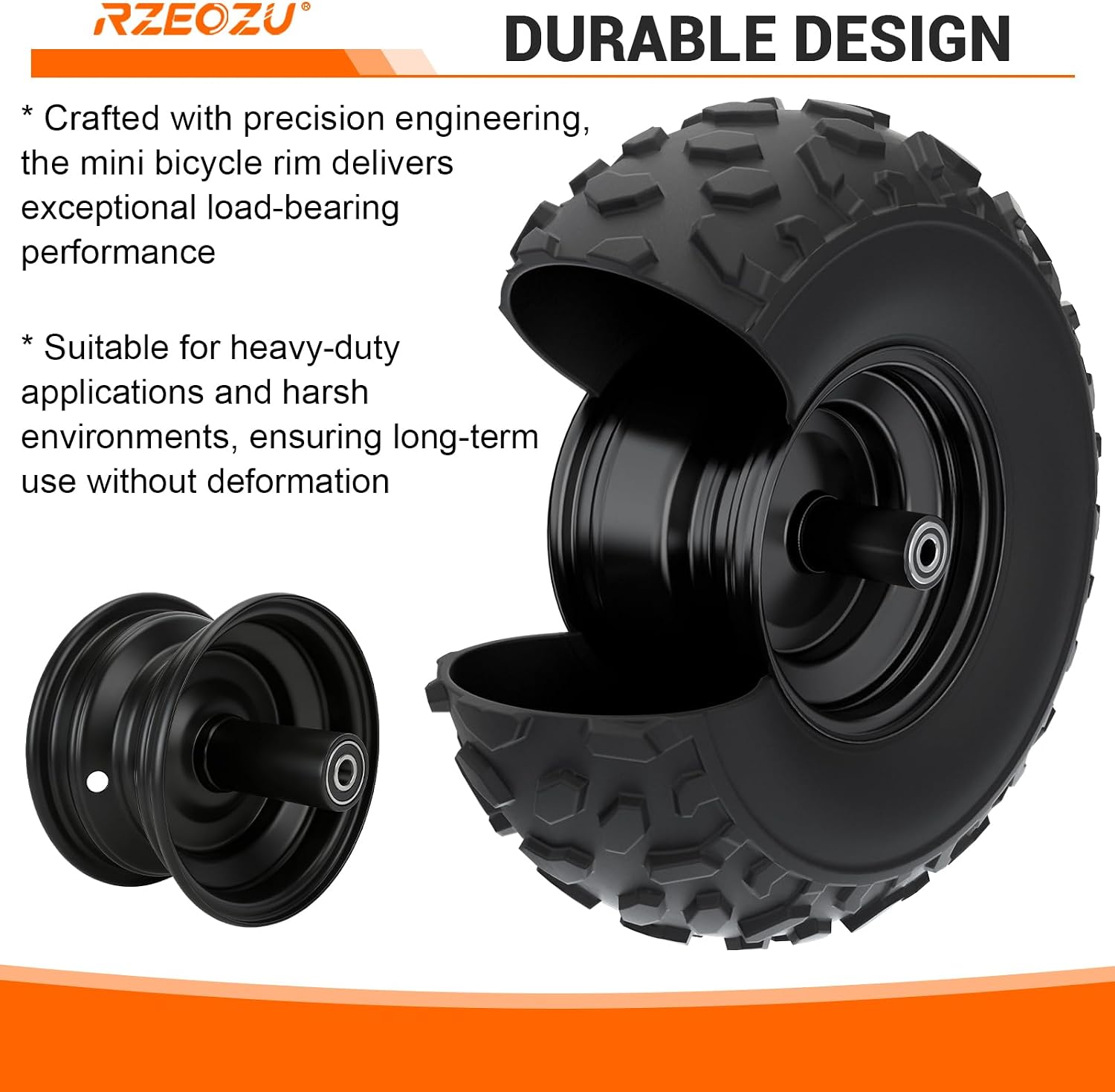 6" Mini Bike Front Wheel Rims Replacement for Coleman CT100U CC100X Baja Doodlebug DB30 Monster Mega Moto 80 105cc Motovox MBX10 GMB100 Minibike Parts with 6201RS Bearings for 145/70-6 Tire