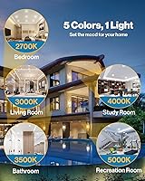 Vista 4 de Sunco 5/6 Inch LED Can Lights Retrofit Recessed Lighting, Gimbal Downlight Adjustable, 800 LM, 12W=60W, Selectable CCT 3000K