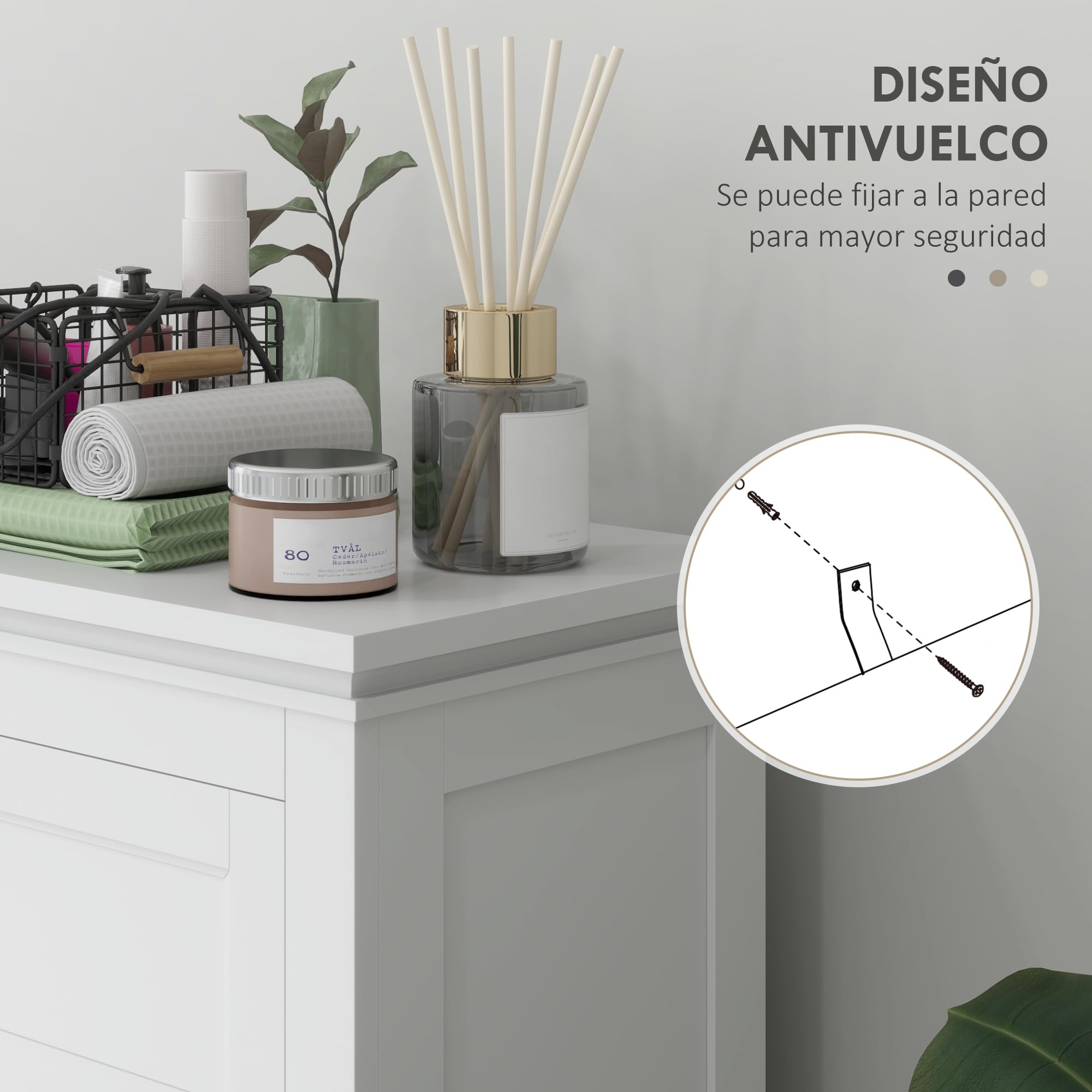 HOMCOM Columna de Baño Armario Alto 2 Puertas Cajón 60x30x102,5 cm Blanco | Estantes Ajustables, Diseño Moderno