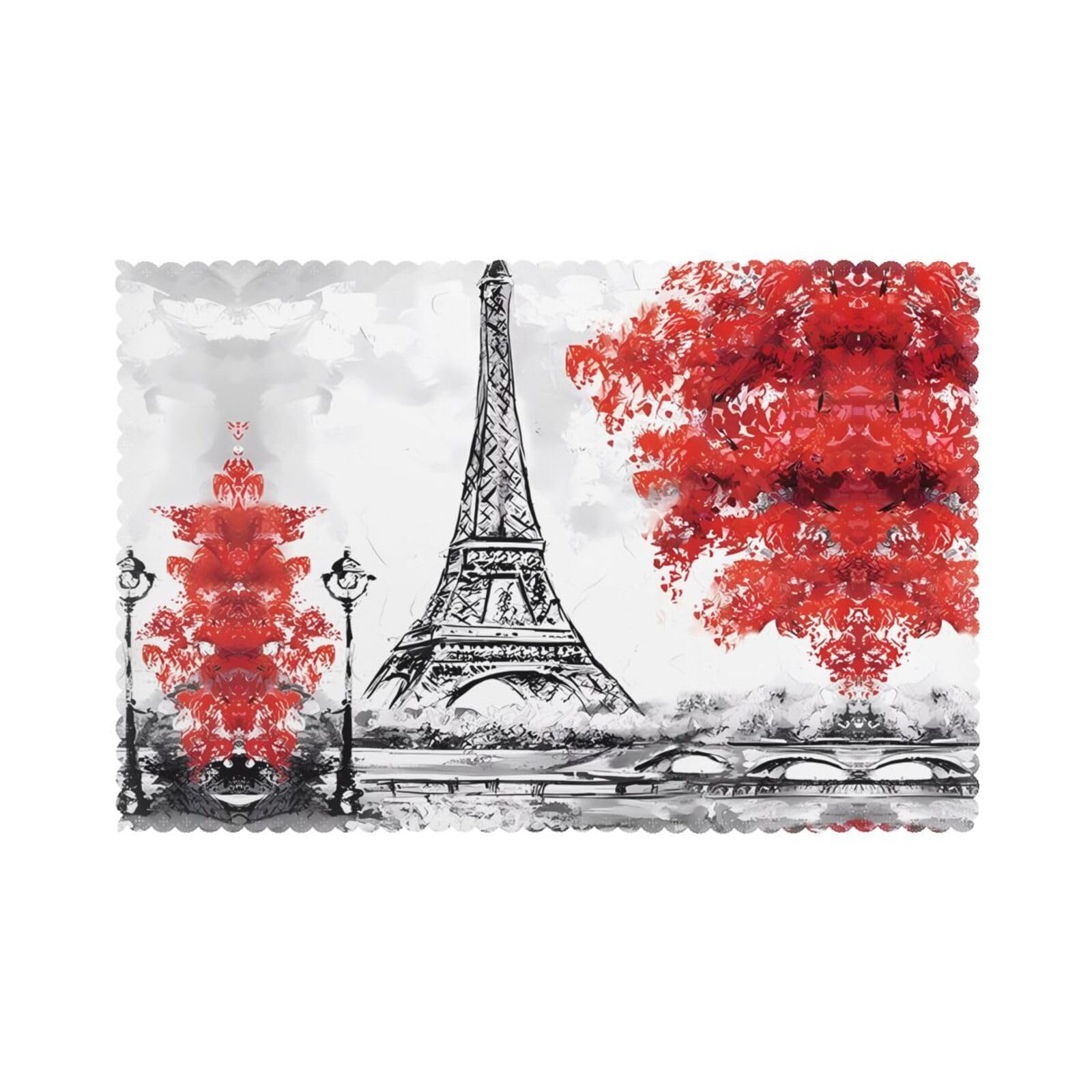 WHJSHOP Paris Prints Placemats Set of 6 12x18in - Heat Resistant Table Layers for Homes, Hotels & Stylish Dining