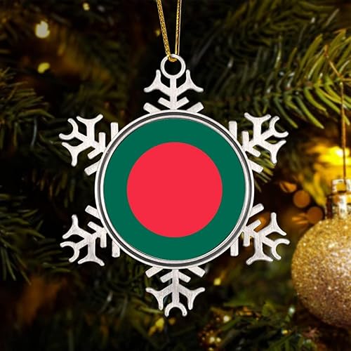 Miniatura 4 de Adornos metálicos de copo de nieve con bandera de Bangladesh, adorno de Navidad, recuerdo, regalo, adornos colgantes para decoración de árbol de