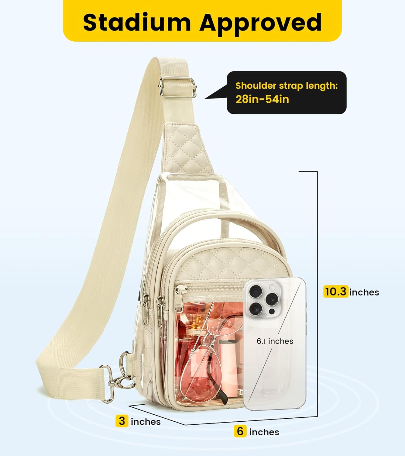Vorspack Clear Bag for Stadium Events - Crossbody Bag for Women Clear Stadium Bag for Concerts Sports Festivals - Image 3