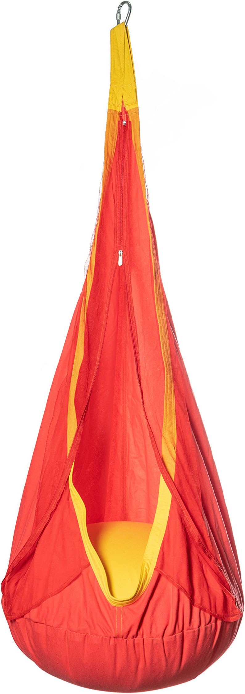 Kids Swing Seat Hanging Hammock Chair Indoor and Outdoor use with Mosquito Net (red) 100% Cotton