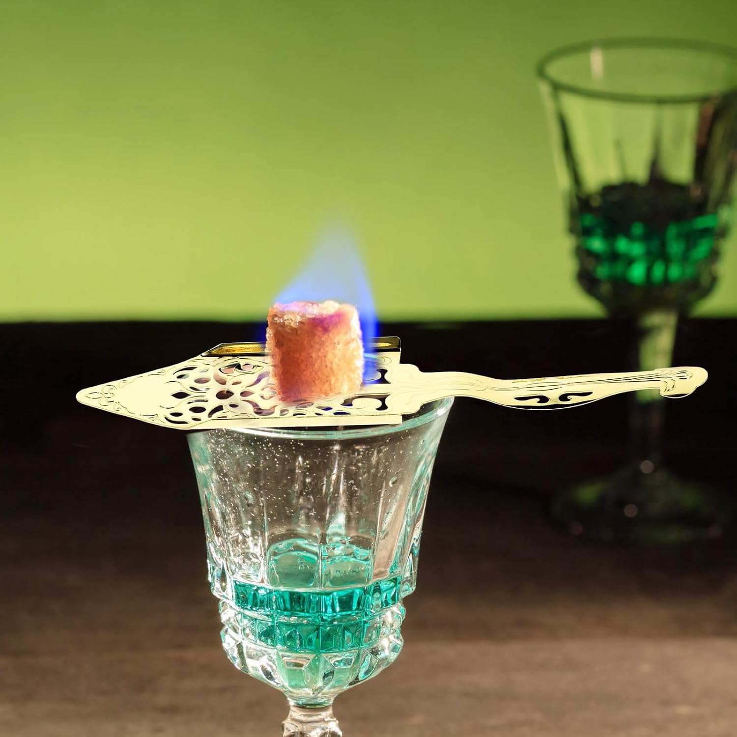 Stainless Steel Absinthe Spoon Hollow Slot Cube Sugar Filter Scoop Bar Accessory for Cocktail Making and Absinthe Brewing