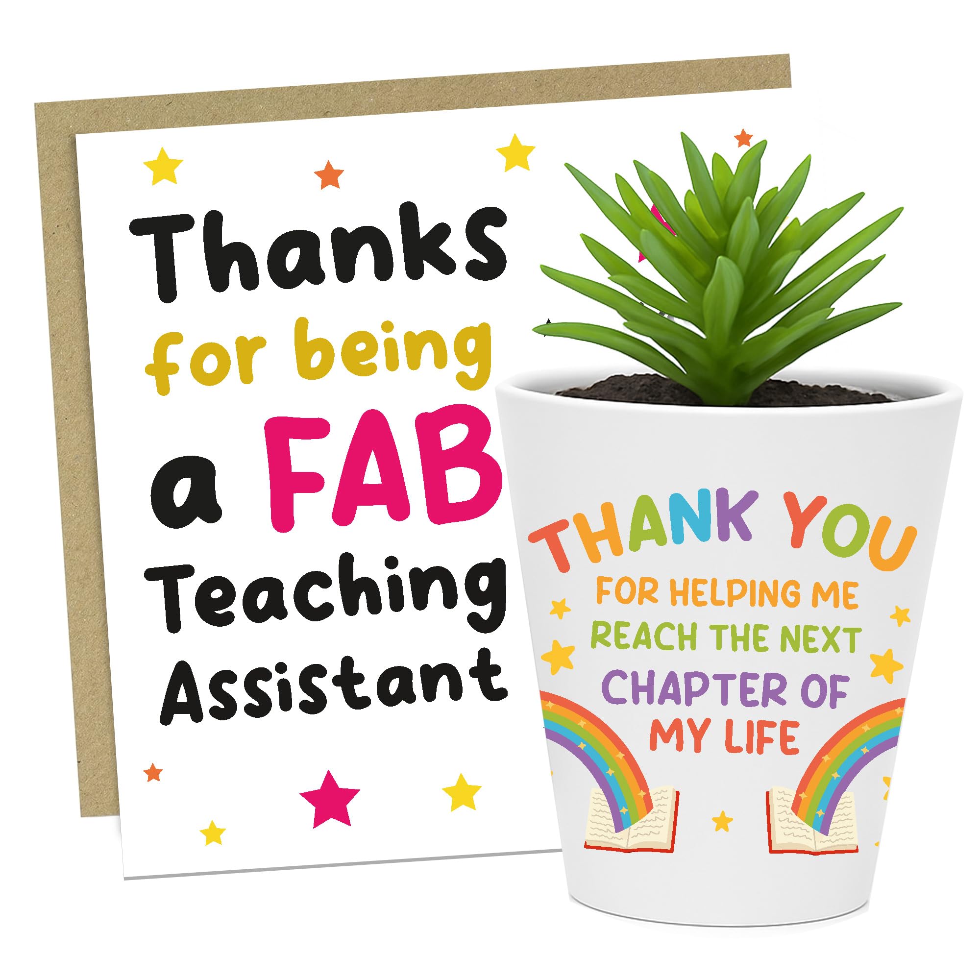 RED OCEAN Teaching Assistant Gift Set Plant Pot and Greetings Card For Teaching Assistants TA School Nursery Teacher Appreciation Thank You Gifts