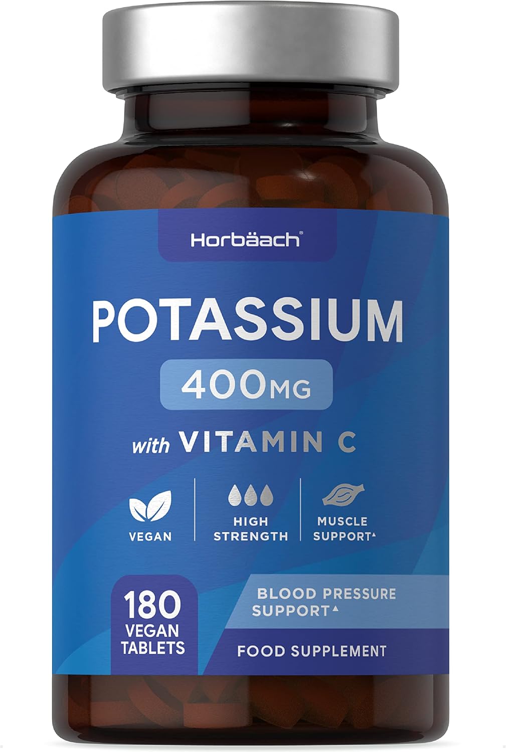 Potassium Supplement 400mg with Vitamin C 180 Vegan Tablets