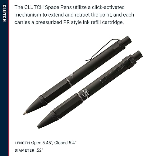 Miniatura 6 de Fisher Space Pen (#CLUTCH) Pluma que escribe boca arriba, color negro.