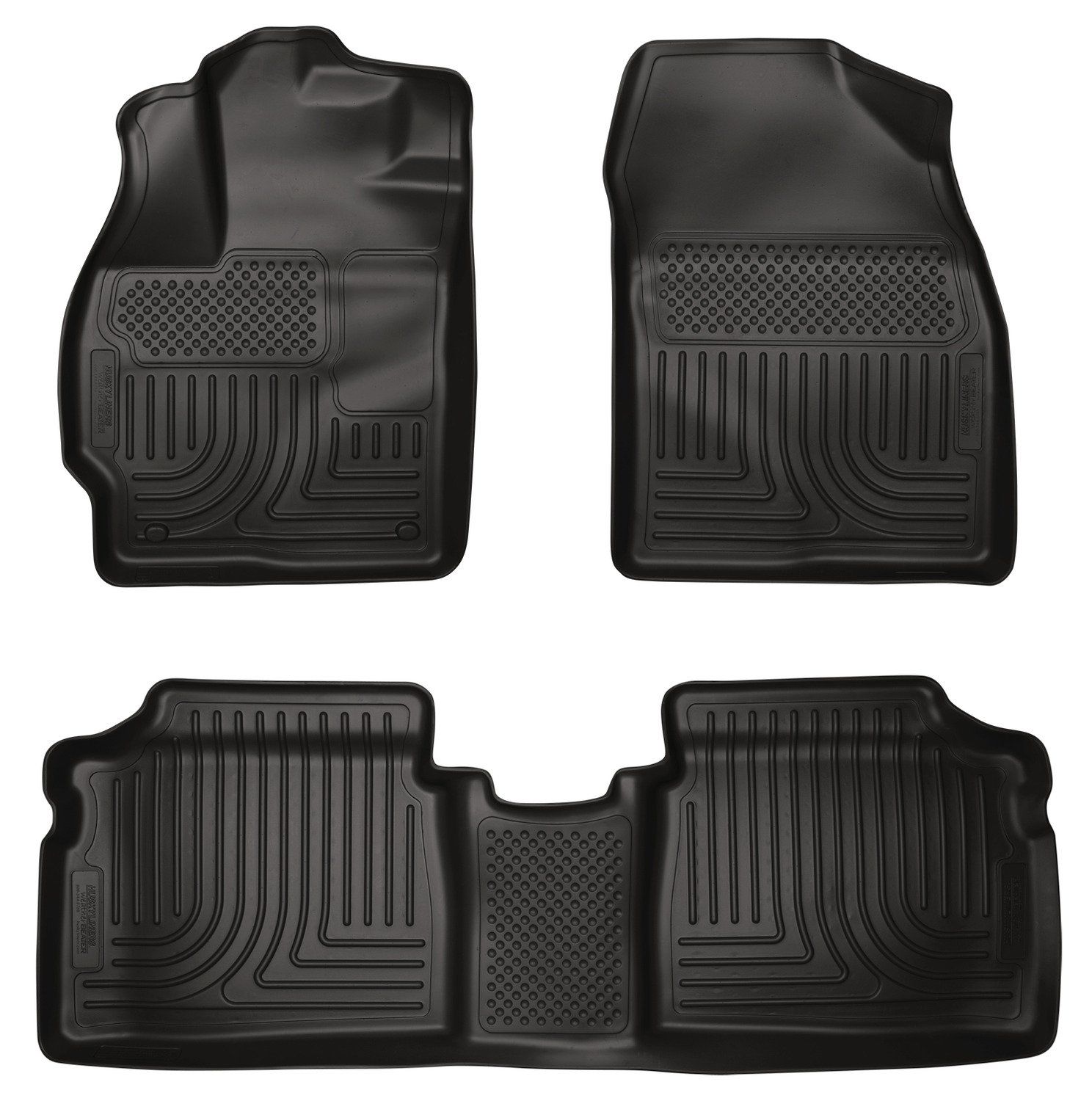 Husky Liners Weatherbeater Floor Mats | Fits 2010-2014 Toyota Prius | Front & 2nd Row, 3-pc Black - 98921