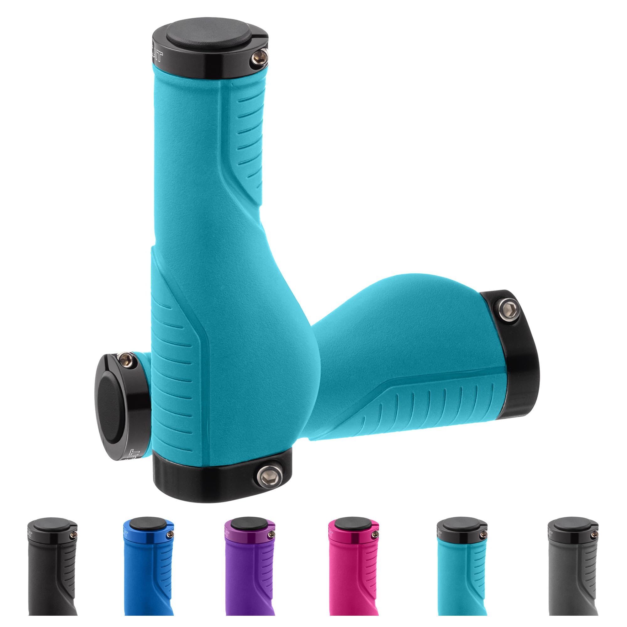 JETCAT Bike Handlebar Grips, MTB Grips, Mountain Bike Ebike Scooter Grips, Ergonomic Comfort, Lock-On, blue, green, black