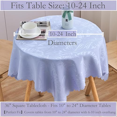 Miniatura 93 de Mantel Redondo Dorado Mantel de Mesa con Patrón de Hojas Borde Festoneado Sedoso Suave Impermeable Lavable 50 Pulgadas Cubierta de Mesa de Tela