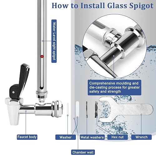 Miniatura 4 de Espiga de agua con mirilla de cristal de visión clara nivel de agua con bola flotante roja apta para el sistema de filtro de agua ber-key, espita de