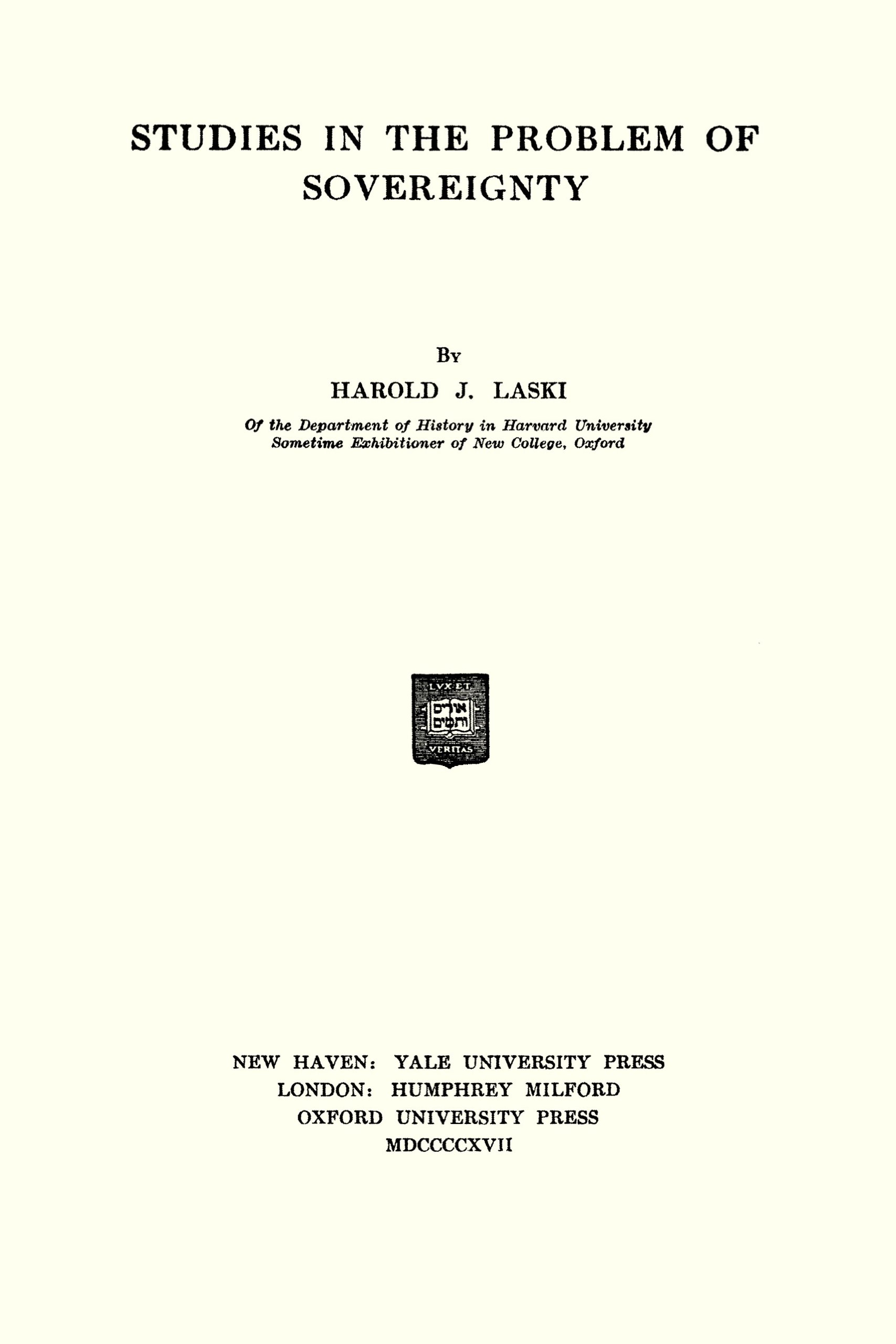 Studies in the Problem of Sovereignty