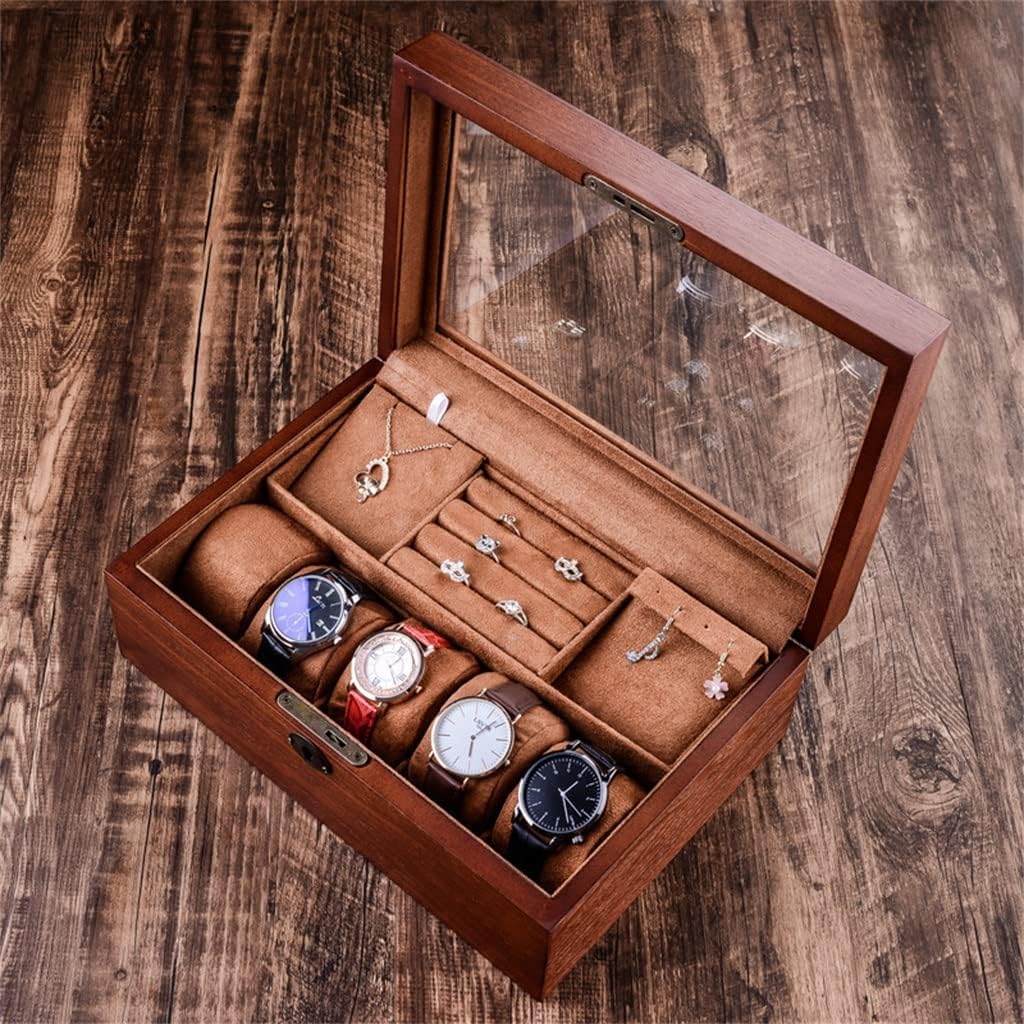 Wood Jewelry Gift Box Velvet Interior Necklace Earring Watch Bracelet Organizer Jewellery Storage Display Case
