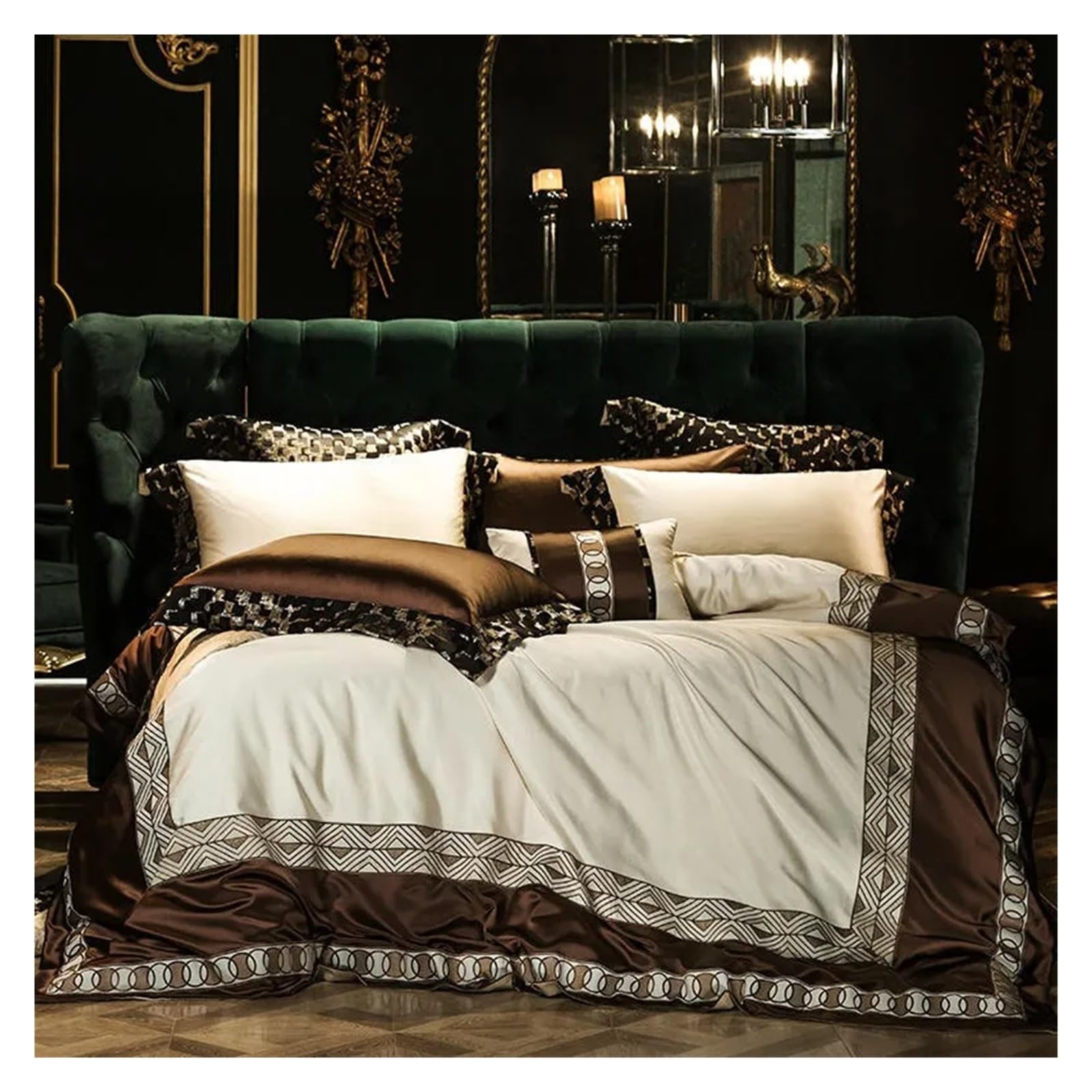 Couette patchwork lit double couverture broderie couvre-lit matelassé - 8