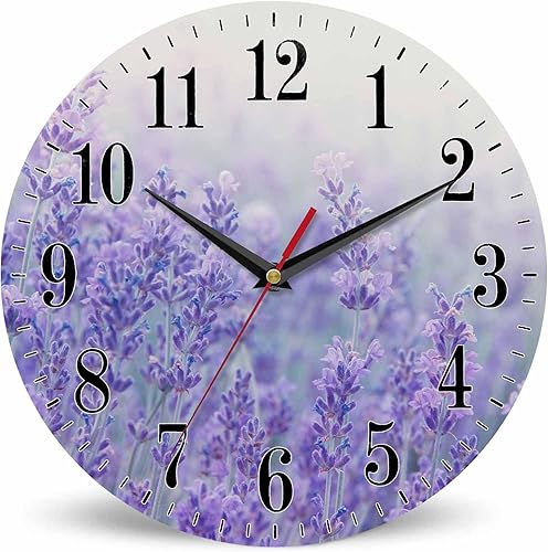 Miniatura 18 de Mxocom Reloj de pared de mariquita roja y negra, 10 pulgadas, silencioso, sin tictac, funciona con pilas, reloj redondo vintage para sala de estar,