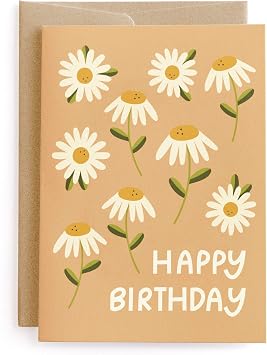 Minted | Greeting Card - Single with Envelope | BIRTHDAY | Dancing Daisies | Independent Artist-Designed with Quality Materials
