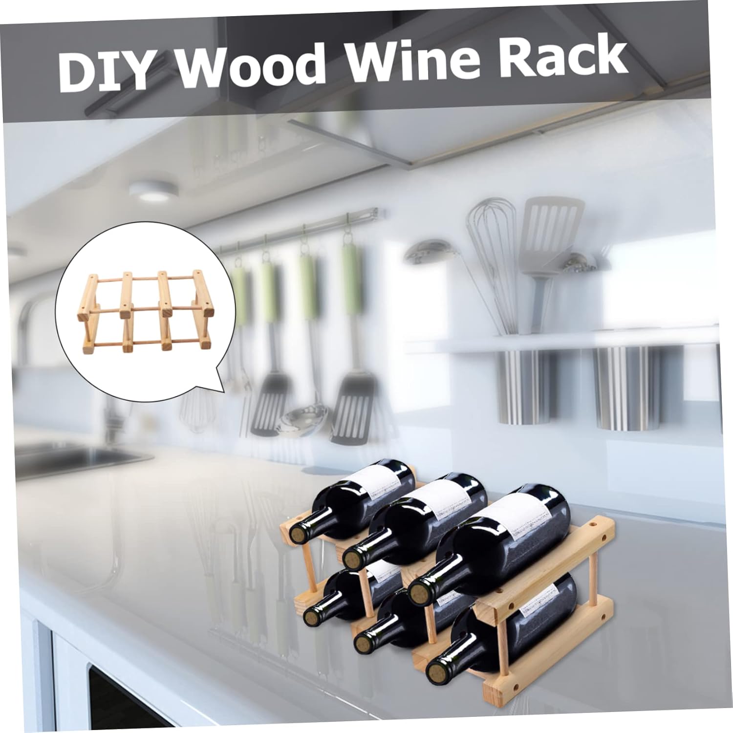 DIY Wooden Wine Rack Horizontal Storage Holder for Kitchen Dining Room and Wine Cellar Chic Table Decoration and Practical Home Use
