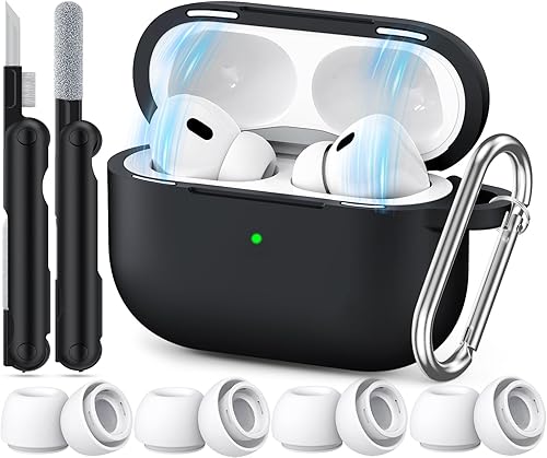 Funda para Airpods Pro 2 202320222019 con bloqueo magnético de tapa, protección de silicona para AirPod Pro con kit de limpieza, puntas para las