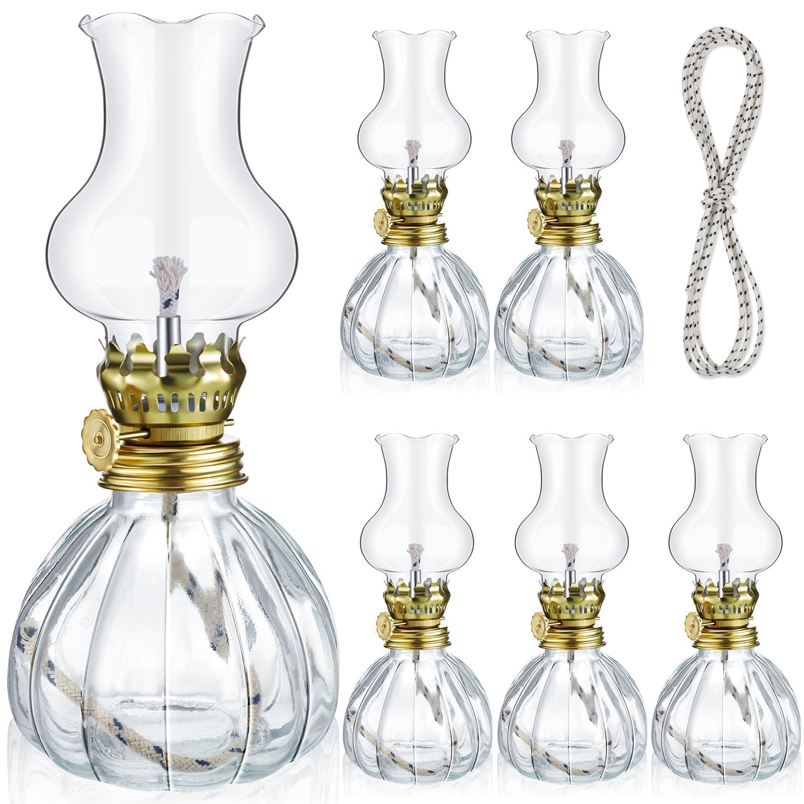 THE WHITE SHOP Oil Lamp, Vintage Glass Kerosene Lamp, Lantern Chamber Oil Lamps Clear Kerosene Lamp, for Indoor Use Lighting Home Decor Emergency