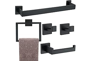 5-Piece Bathroom Hardware Sets: Matte Black Bathroom Essentials for Modern Living