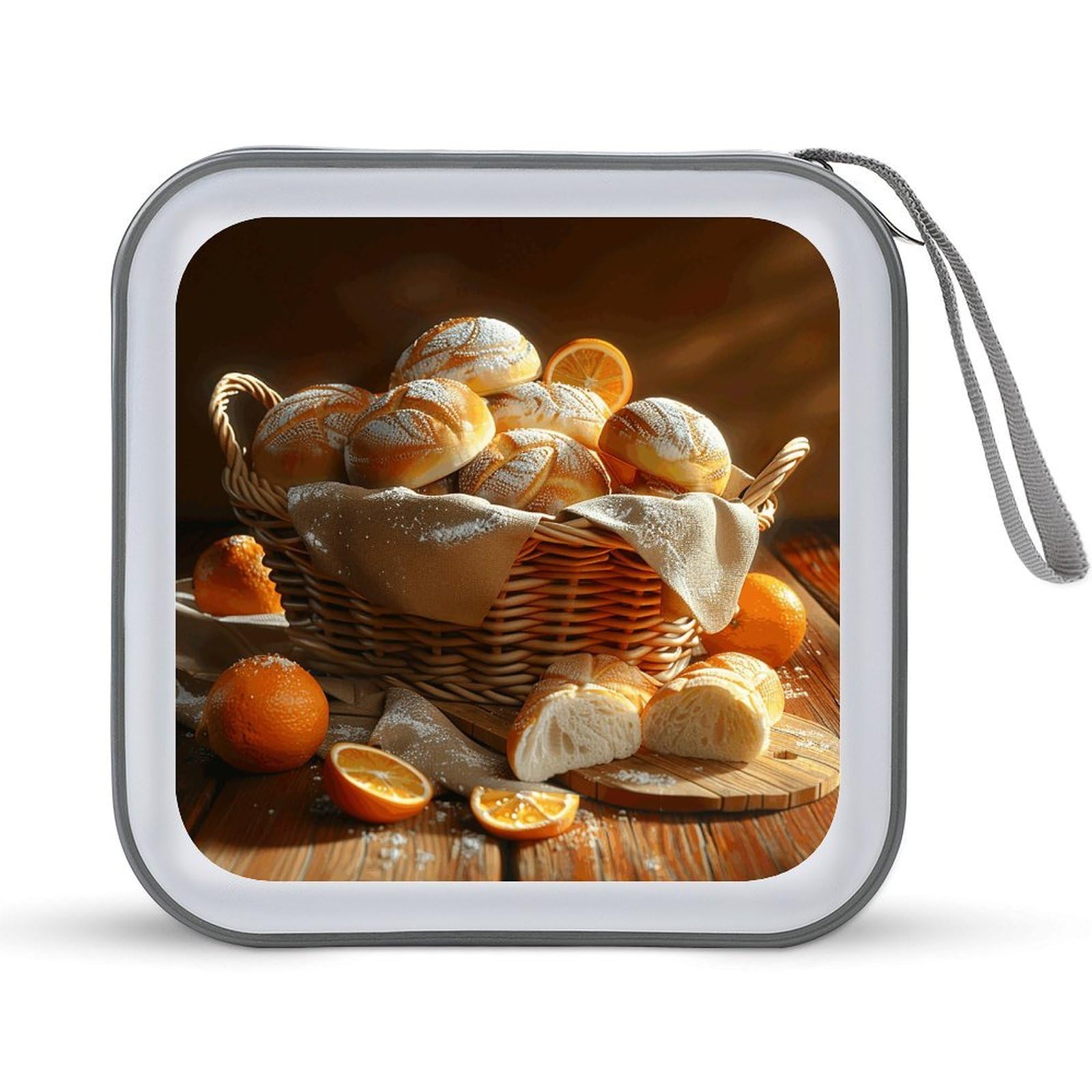 Funda para CD y DVD de Basket of Bread con capacidad para 40 discos en plástico duro para coche