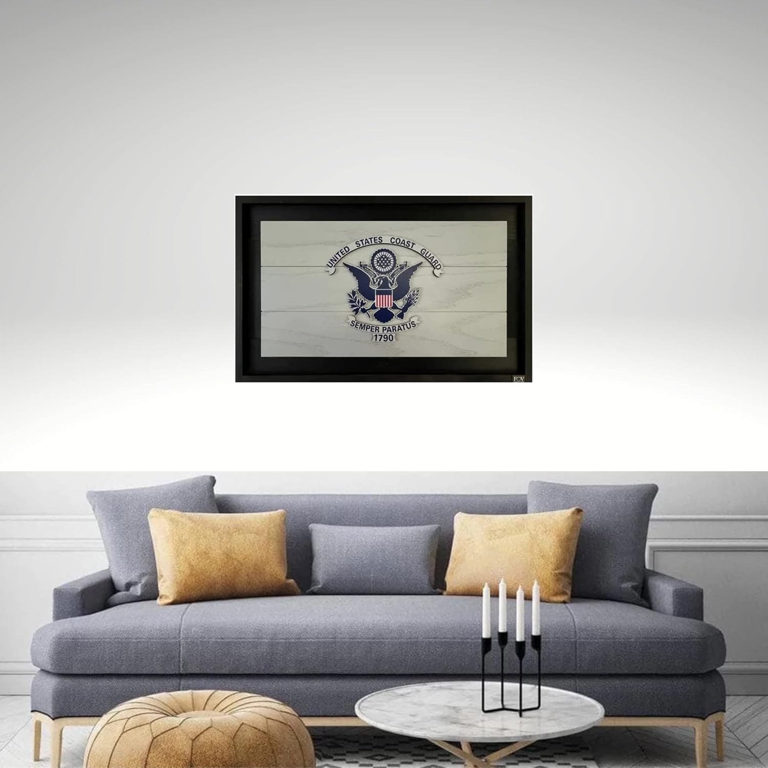 Flags of Valor U.S. Coast Guard Wooden Wall Decor, 3D Framed Military Service Flag, Made in USA by Veterans, Ready to Hang Patriotic Wall Art, 29.5" W x 18.5" H
