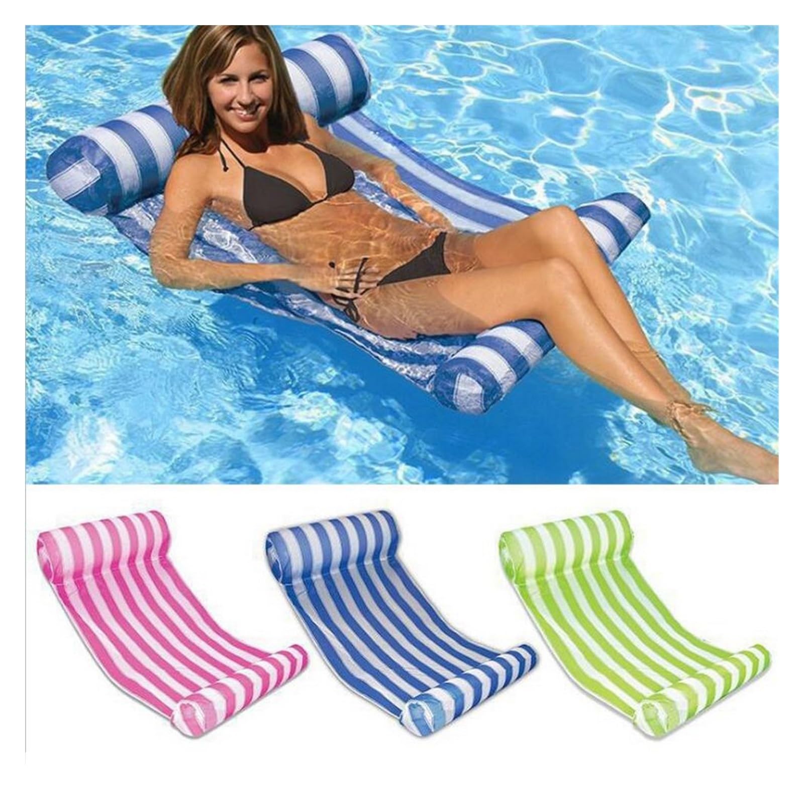 Hamac d'Eau Piscine Flottant Gonflable Hamac Flottant 132x70 cm Lit D'eau Paresseux Piscine Anneau de Natation Hamac D'eau Gonflable Flottant