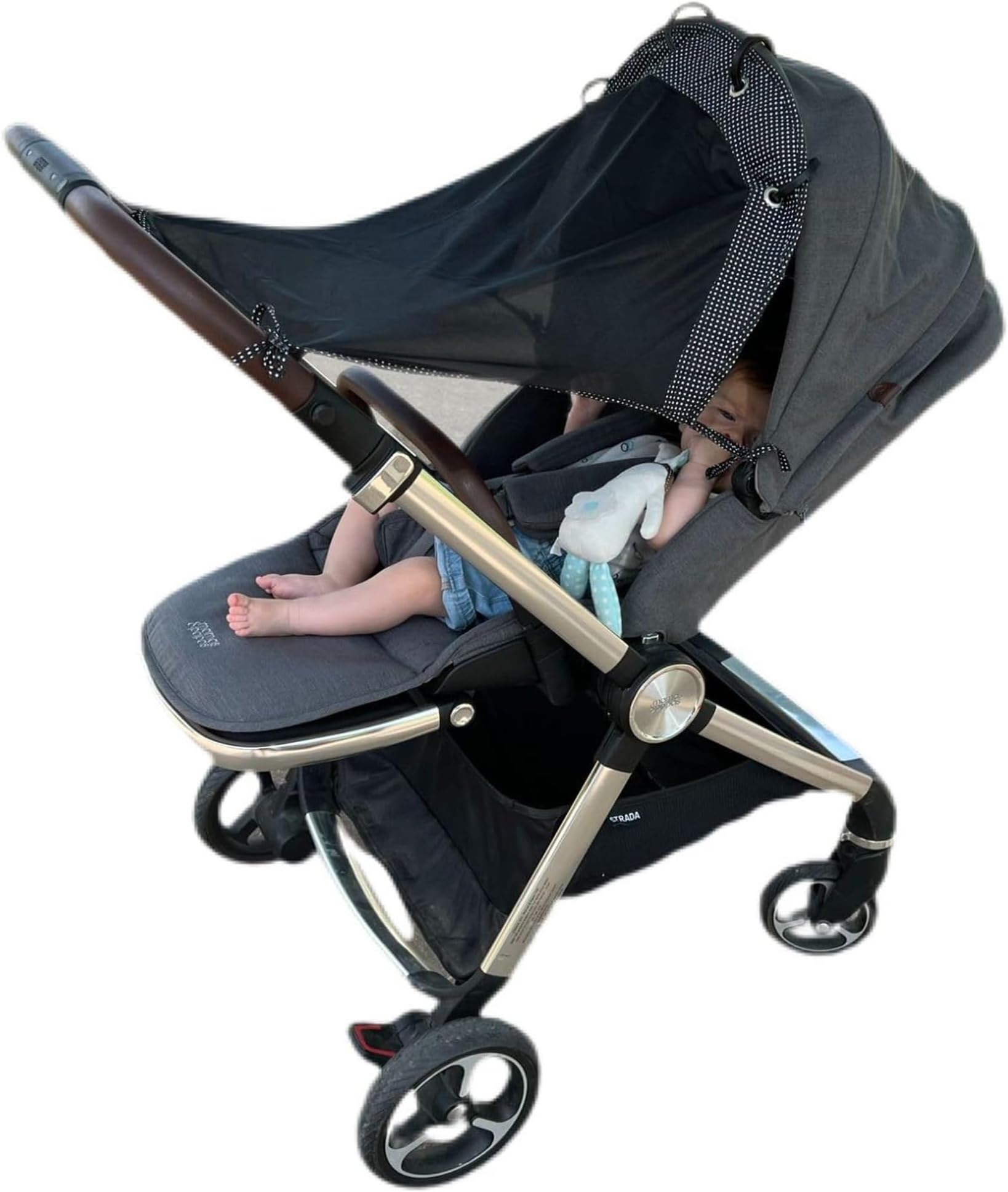 Stroller Sun Shade - Universal UV Protection Cover for Strollers Sunshade with See Through, Clip-On Sun Blocker, Sun Shield for Baby, Breathable Adjustable Fit, Full Coverage, Medium