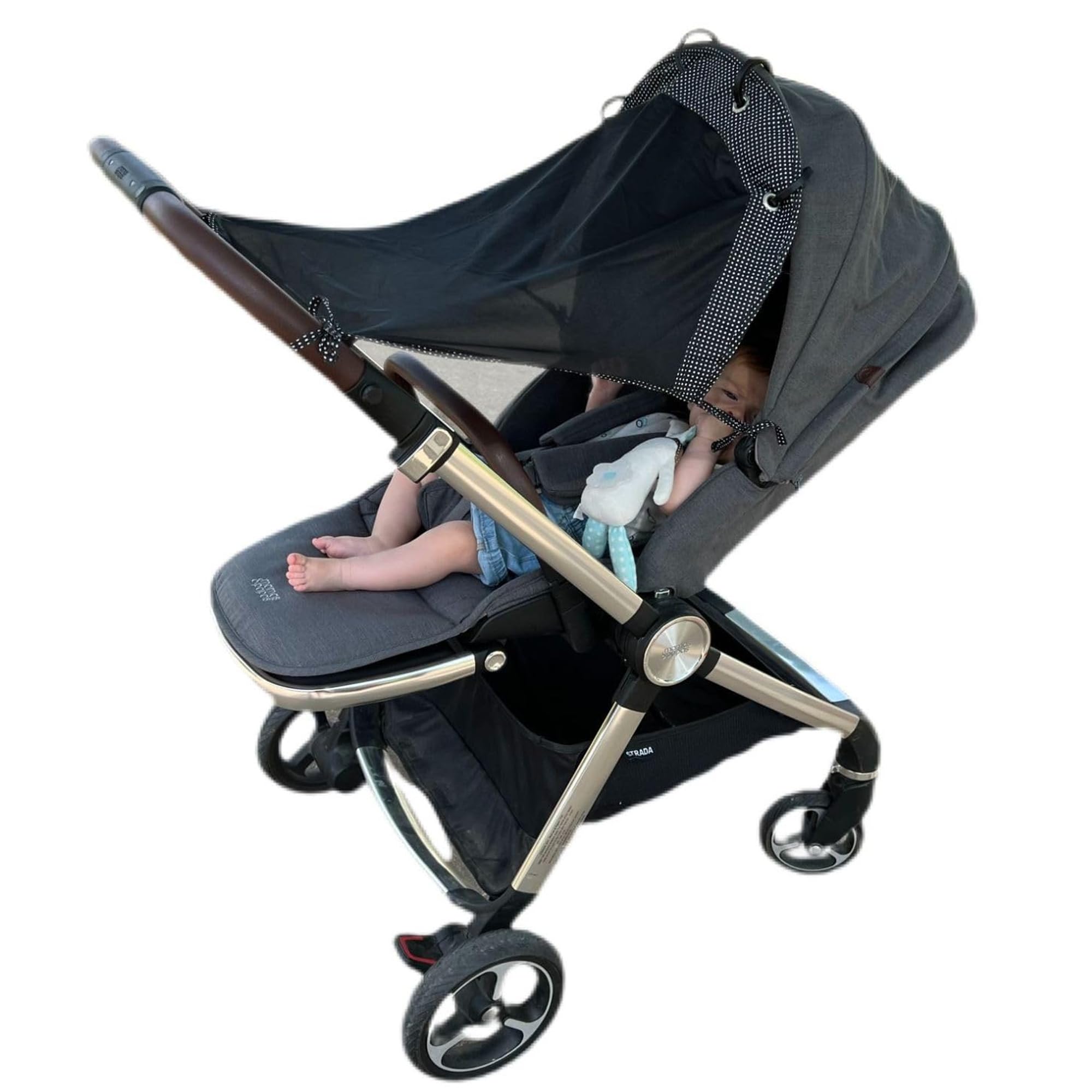 Stroller Sun Shade - Universal UV Protection Cover for Strollers Sunshade with See Through, Clip-On Sun Blocker, Sun Shield for Baby, Breathable Adjustable Fit, Full Coverage, Medium