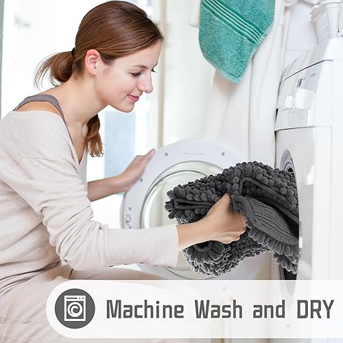 Miniatura 5 de Yimobra Tapete de baño original de felpilla de lujo, 55.1 x 24 pulgadas, suave, lanudo y cómodo, tamaño grande, súper absorbente y grueso,