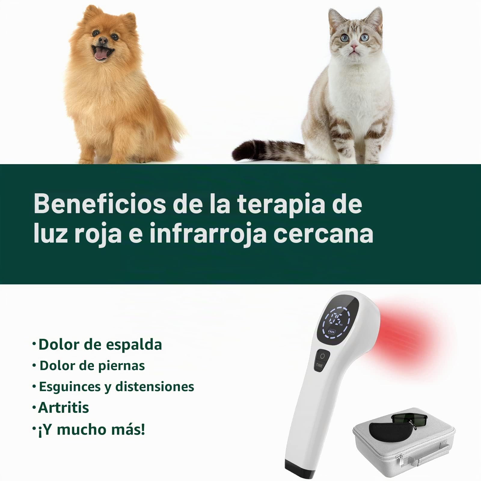 iKeener Dispositivo de terapia para mascotas/veterinarios, (4 x 808 nm), terapia láser fría, alivia el dolor muscular y articular de animales, dispositivo de terapia portátil con luz roja para