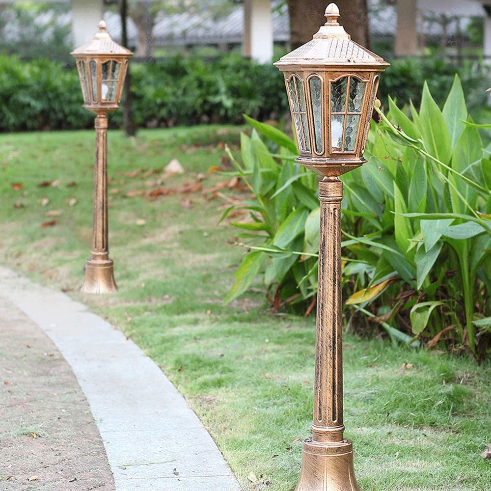 Lámpara retro europea para exteriores, IP55, impermeable, E27, luz de cristal de poste alto, aluminio fundido a presión, pilar para jardín, patio, camino, decoración,