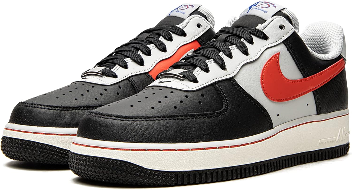 Nike Men's Air Force 1 '07 An20 Basketball Shoe, Black/Grey Fog/Sail/Chile Red, 9.5