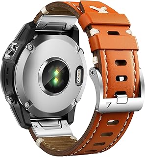 NotoCity Watch band for Fenix 7 / Fenix 6 / Fenix 5, 22mm Easy Fit Genuine Leather Strap for Garmin Fenix 7 Pro/Fenix 6 Pro/Fenix 5 Plus, Forerunner 955/945 Approach S60/S62, Epix