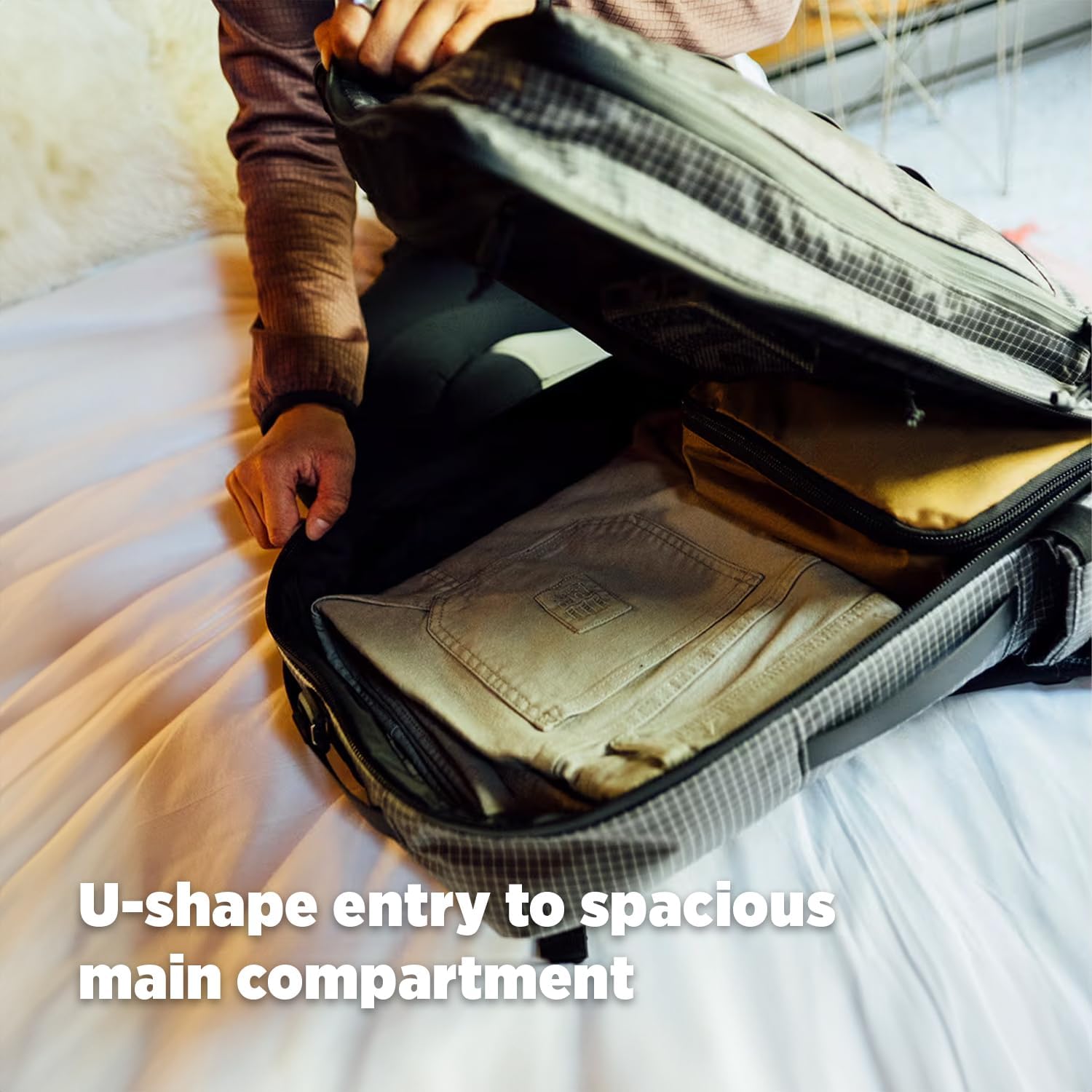 Topo Designs Global Travel Bag 30-40 Liter - Carry-on Compliant Versatile Pack, 3 Carry Options, External Laptop Sleeve (Eco-Friendly, 30L, Apex Pond Blue)