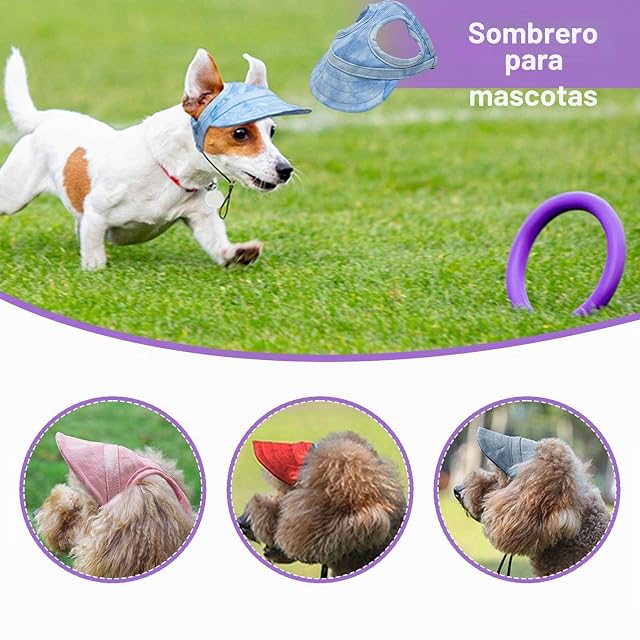 Foto 3 de 6 de pofluany Capucha de protección solar para perros, gorra de béisbol para perros
