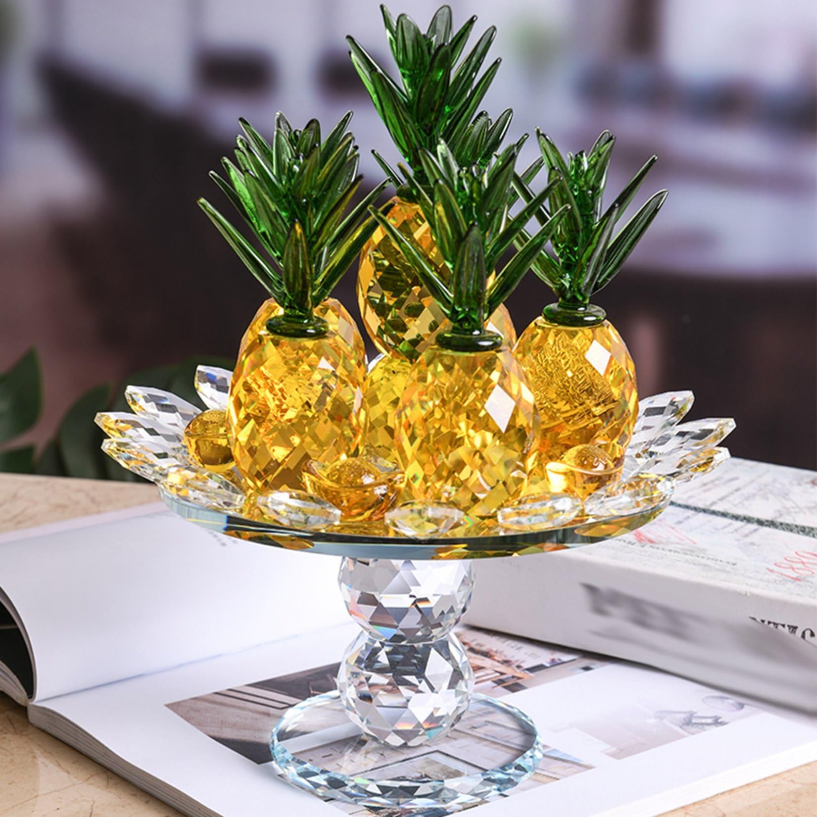 Amazon.co.jp: ガラス置物 パイナップル 果物皿 回転可能 K9クリスタル