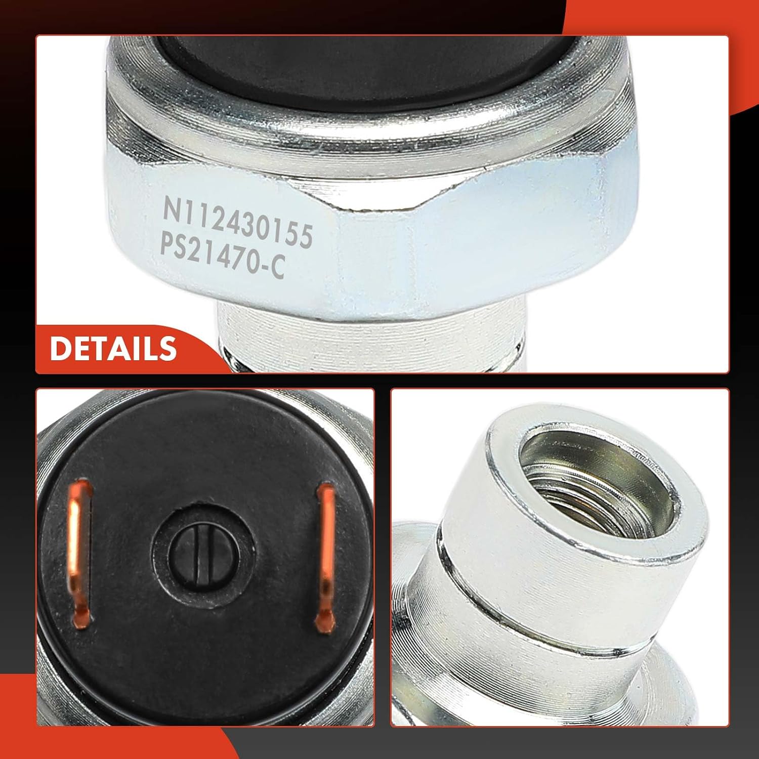 A-Premium HVAC Pressure Switch [2 Pins] Compatible with Buick Regal, Century, Electra, Riviera, Skyhawk & Audi 4000, 5000, Quattro & Cadillac Commercial Chassis, Eldorado & Geo & Oldsmobile & Pontiac