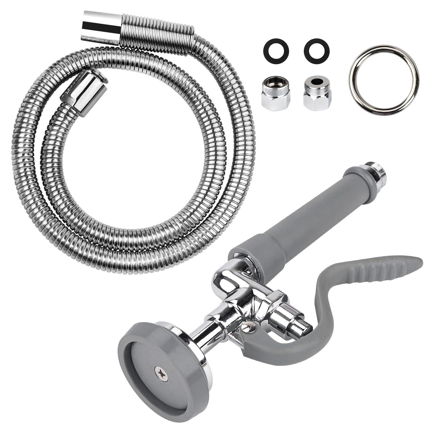 COOLWEST Pulverizador comercial de preenjuague con manguera flexible de 38 pulgadas con cabezal de válvula de pulverización (gris)