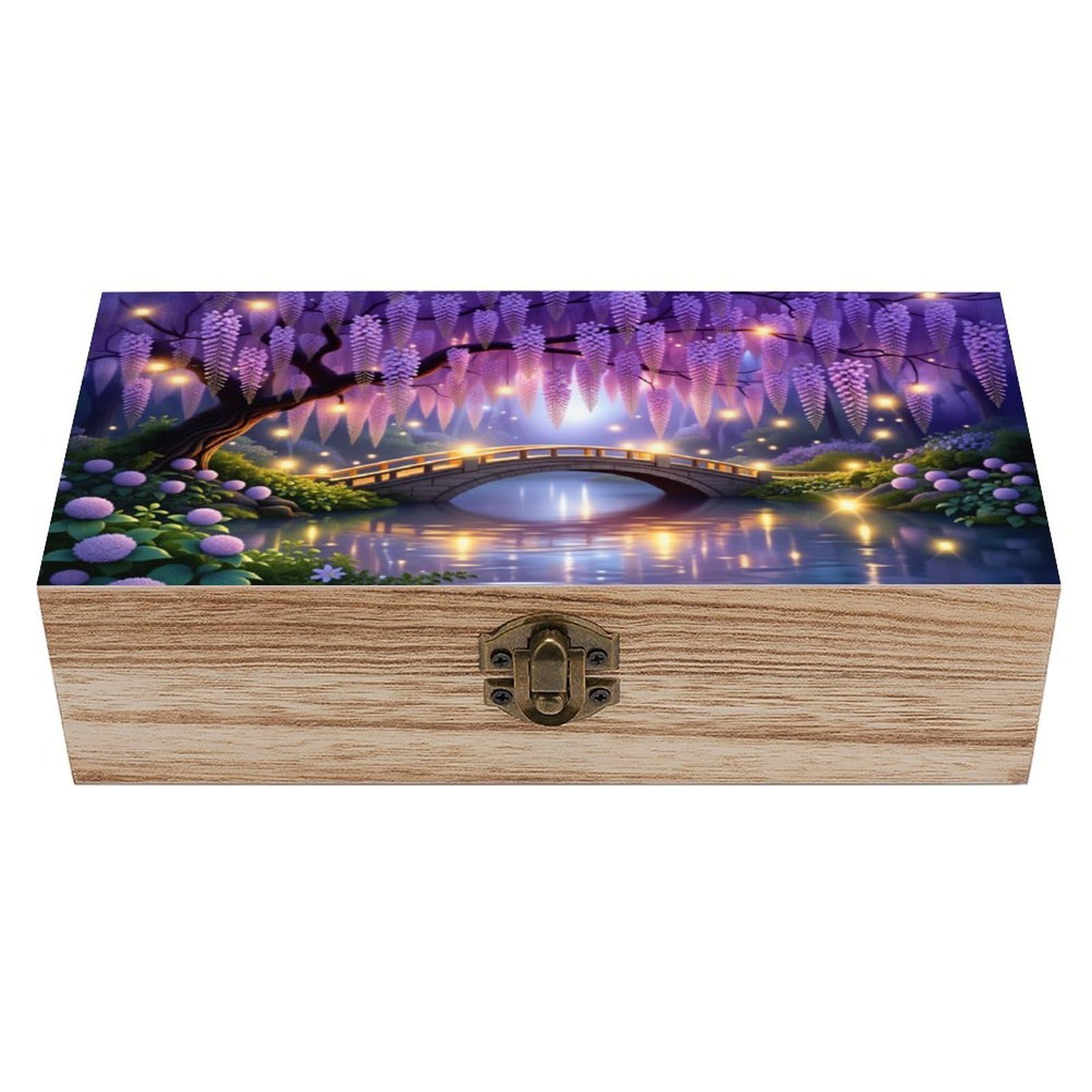 asbwuo Wisteria Tree Fireflies Vintage Wooden Keepsake Box