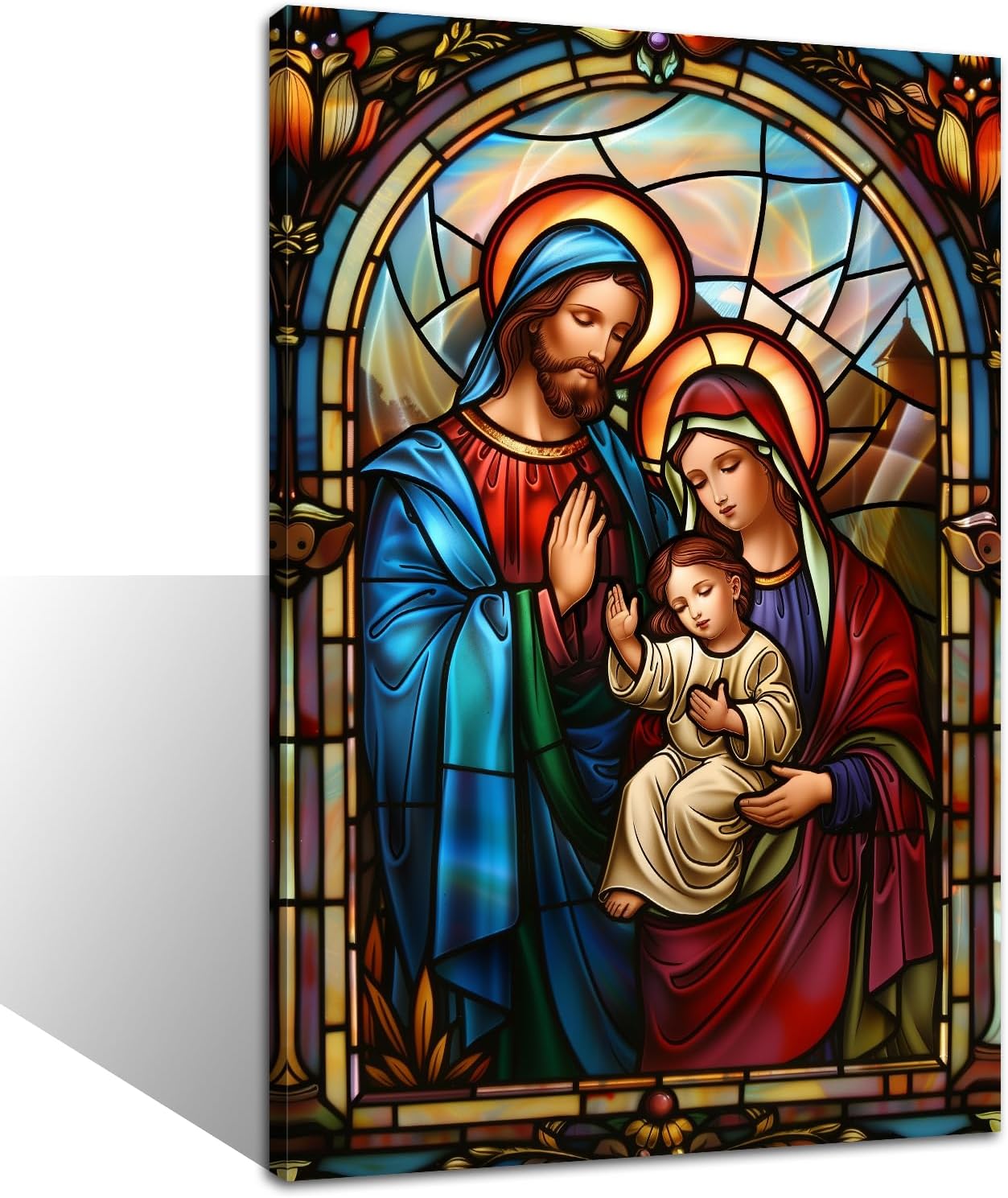 TIEHAOMAI Holy Family Canvas Wall Art Jesus and Virgin Mary Painting Prints Catholic Pictures Christian Posters for Home Decor（Jesus-1,12x18inch (30x45cm)