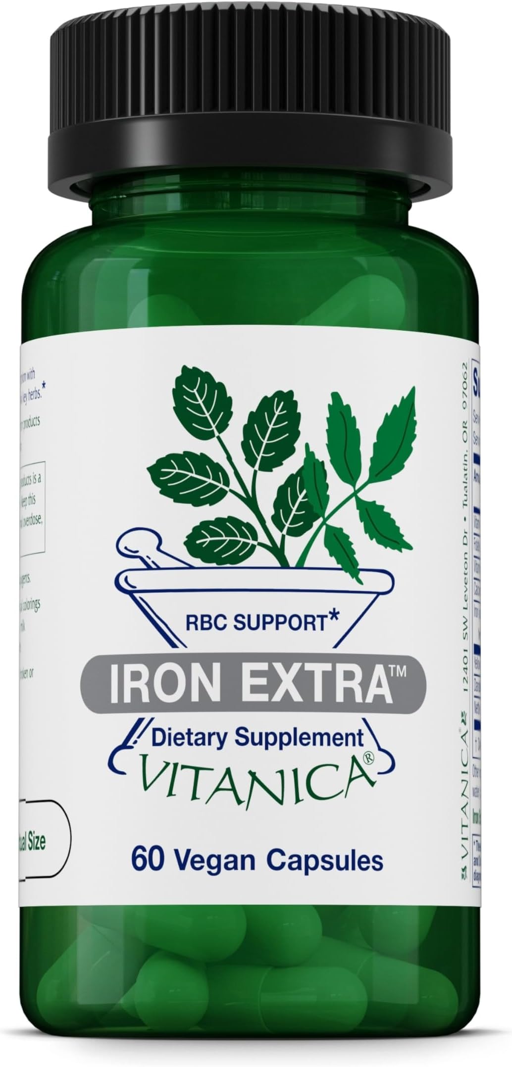 Vitanica Iron Extra - Iron Bisglycinate Supplement with Vitamin C, Mineral Supplement with Vitamin B12 & Other Select Nutrients -Red Blood Cell Health Supplement for Women & Men - Vegan - 60 Capsules