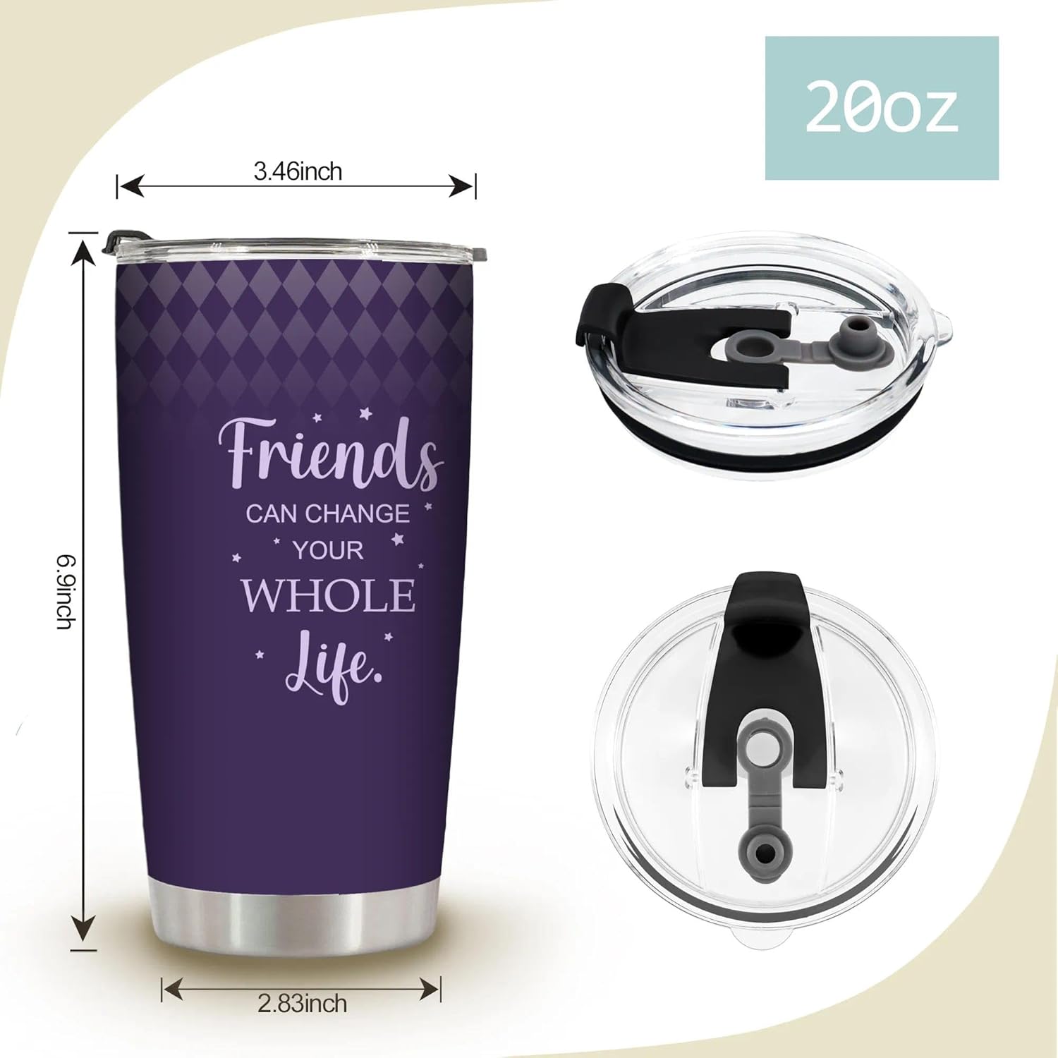 Best Friend Tumbler,20 Oz Insulated Stainless Steel Coffee Purple Tumblers,Funny Travel Coffee Mug for Hot or Iced Drinks,Birthday Friendship Gifts for Women Friends Bestie Female Coworker,1 Pcs - Image 5