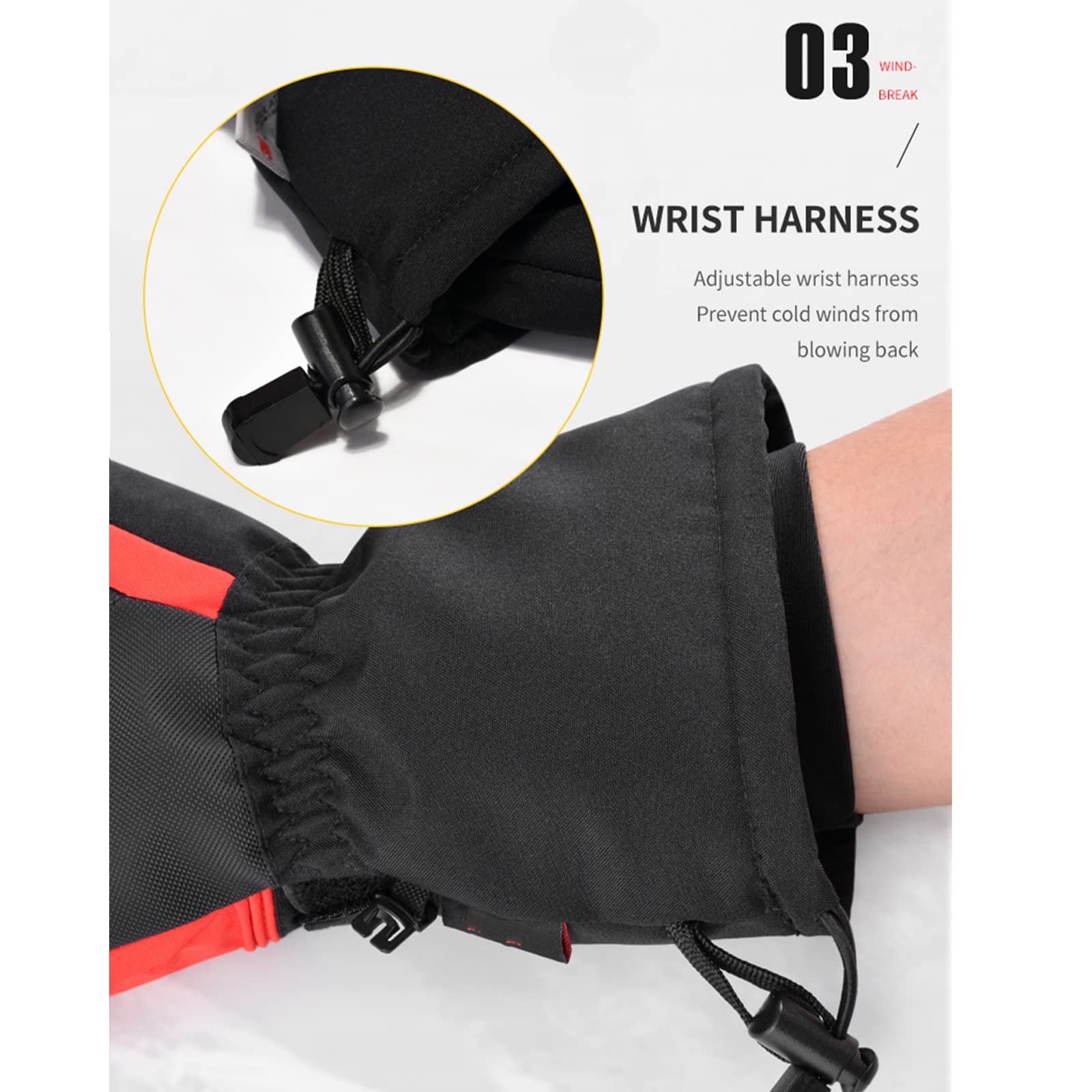 Ski Neige Gants Écran Tactile Hiver Chaud Doigt Complet Étanche Moto Thermique Épaissir Gants de Snowboard
