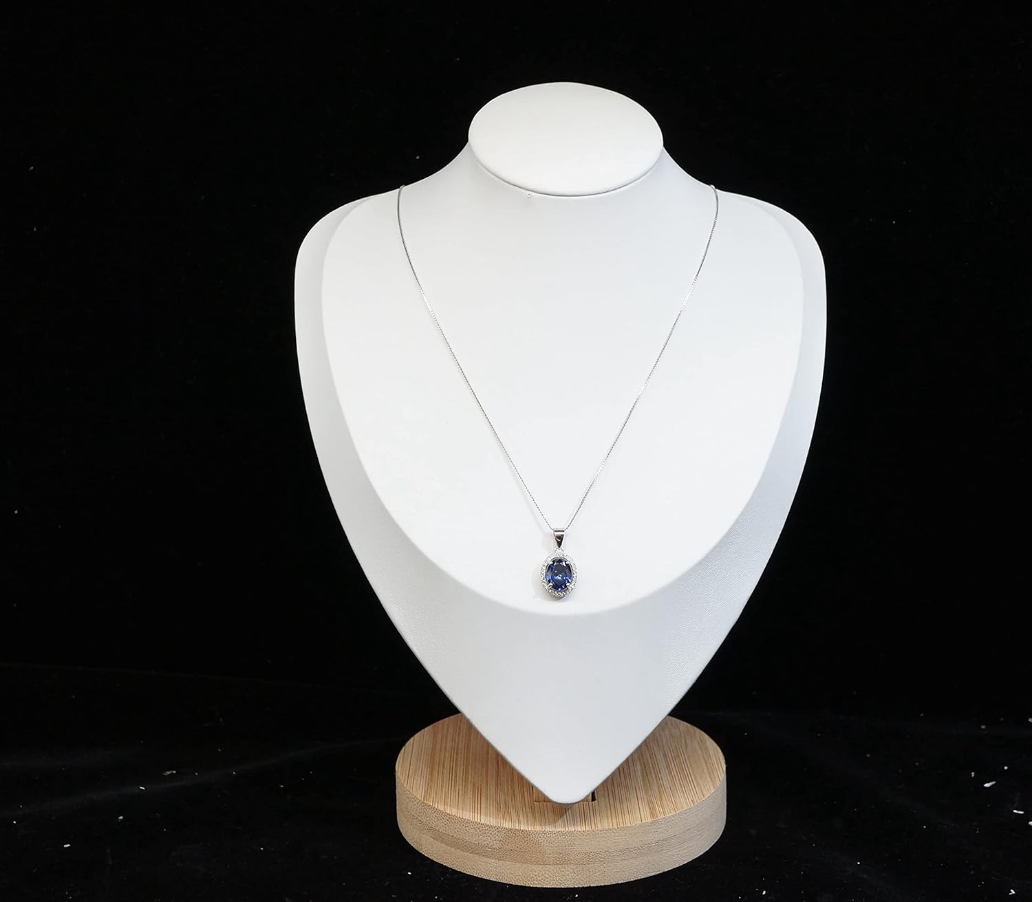 Oval Tanzanite Necklace 2.5 CT Sterling Silver Halo Lab Created Blue Gemstone Diamond Pendant December Birthstone White Gold plated 18"+2" #325