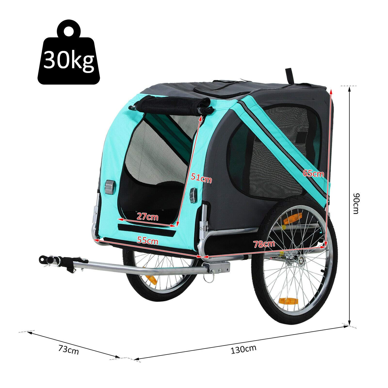 FAXIOAWA Rimorchio per Bicicletta per Animali Domestici, per Cani, Gatti, portabiciclette, Resistente all'Acqua, Verde, per Esterni