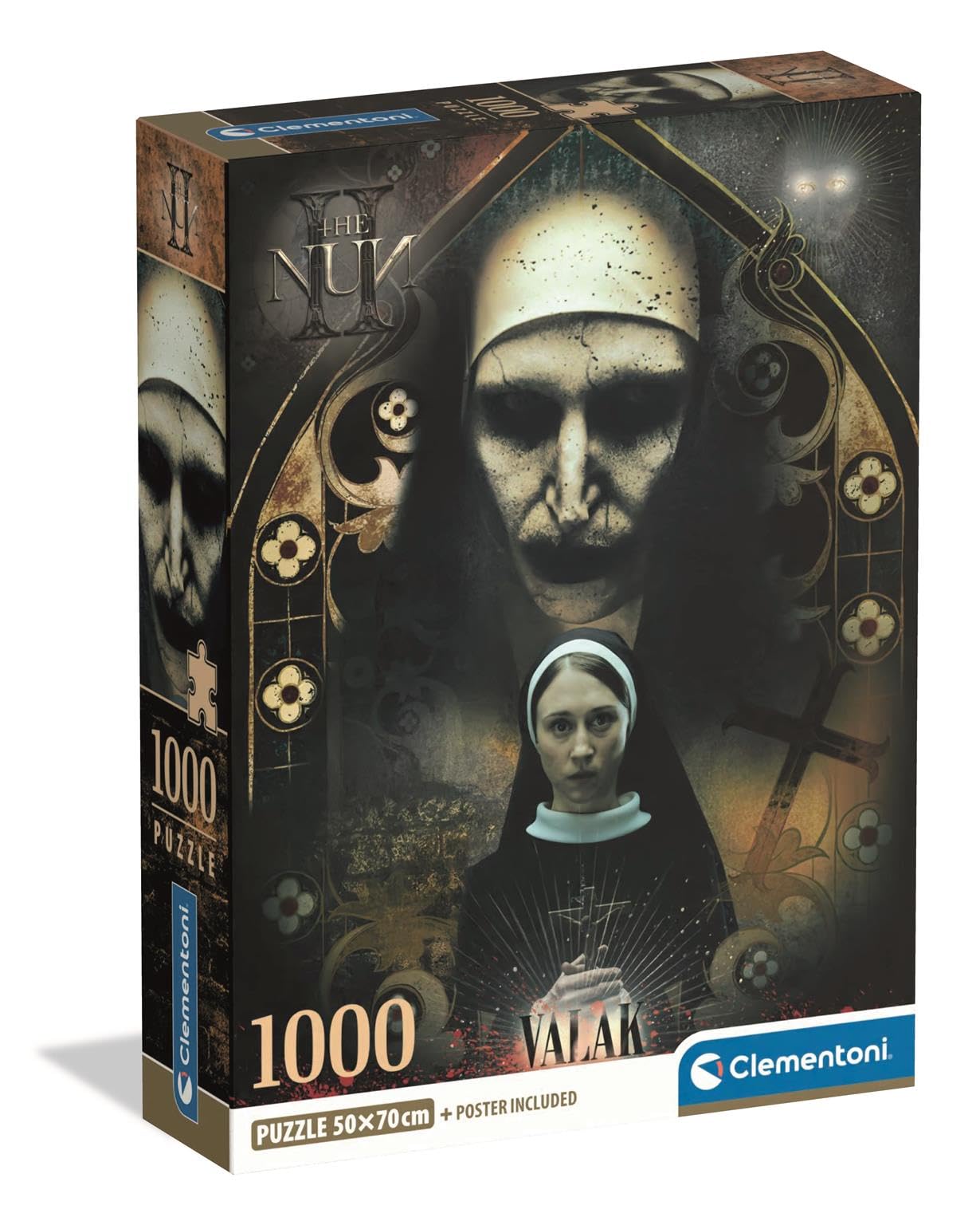 Clementoni Jigsaw Puzzle 1000 pieces, The Nun Horror Movies, Puzzle for Adults 14-99 Years, Compact box, Made in Italy, 37098